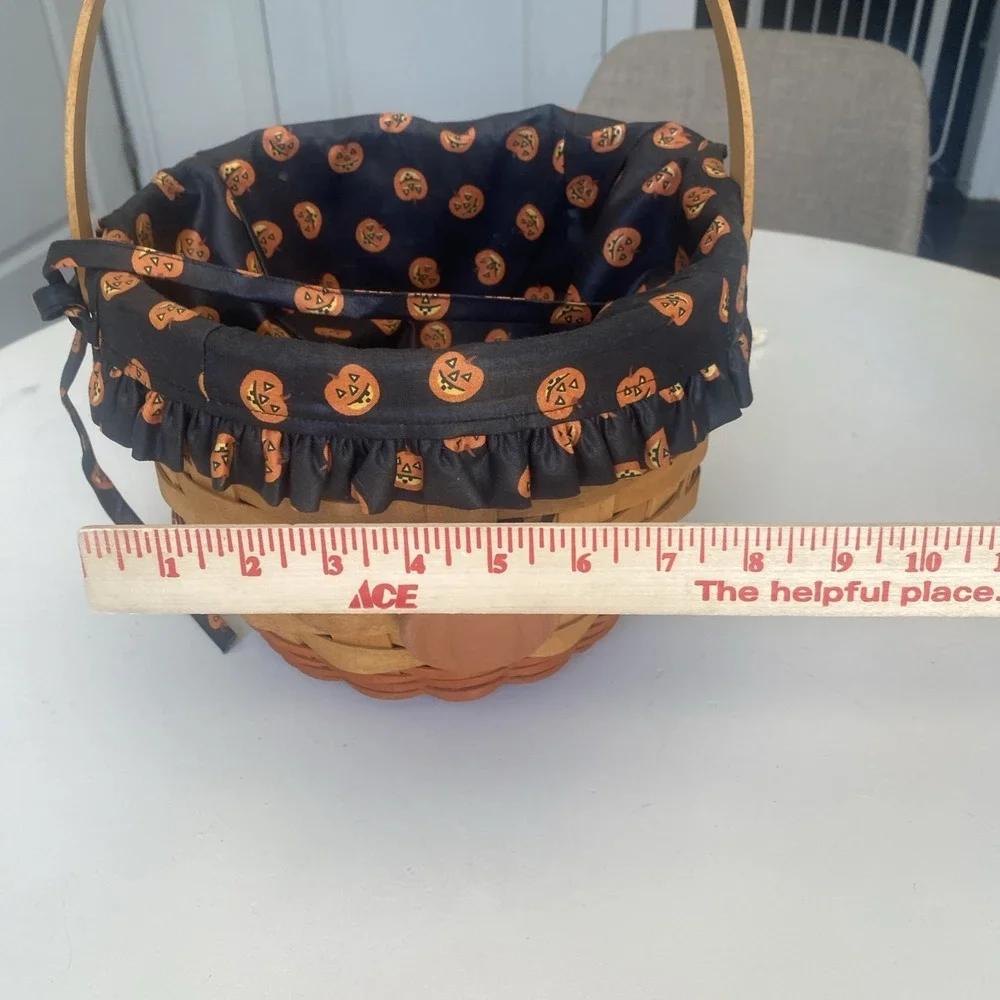 Longaberger 1995 Large Pumpkin Halloween Basket Liner & Tie 8